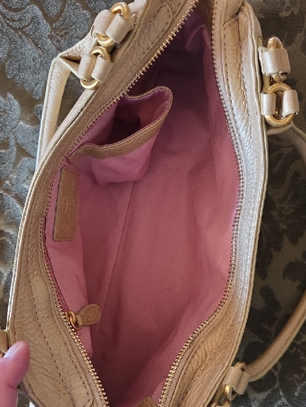 Cole Haan Blush Beige Leather Shoulder Bag with Gold Hardware - Picture 7 of 15